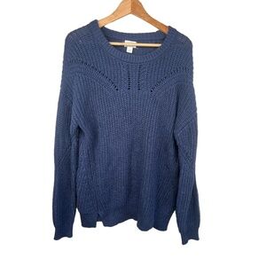 Caslon Blue Knit Sweater Crew Neck Long Sleeve Pullover Size S